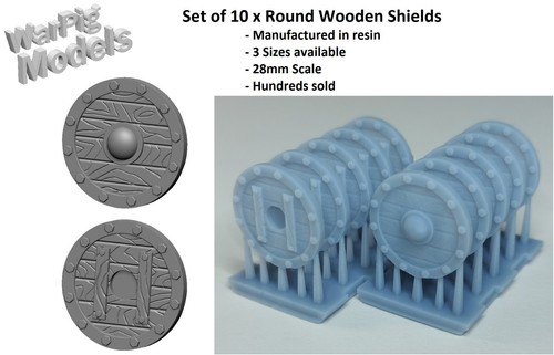Shields x10 wooden round - shields,