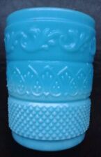 Victorian Milk Glass Canister Turquoise Coloured  4.3 Inches Tall