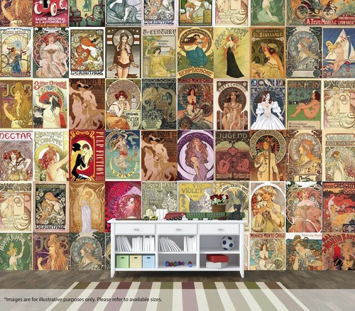 Art nouveau wall mural - art,
