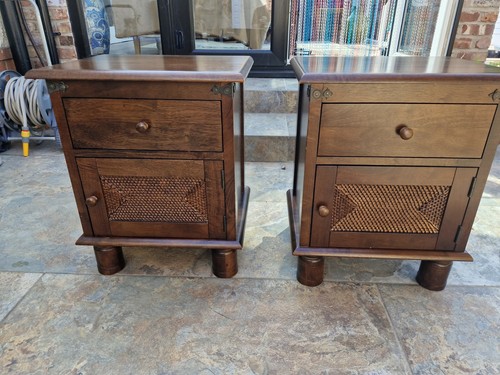 Pair solid wood bed side - of,