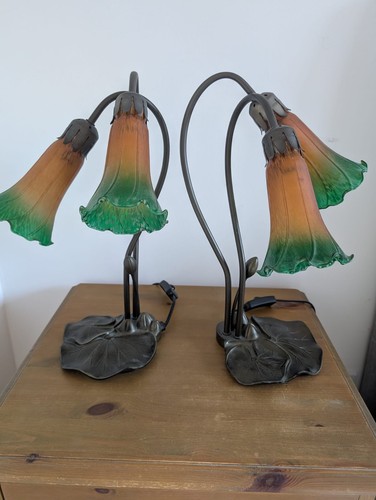 Pair tiffany style pond - pair, of