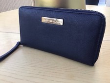 Tommy Hilfiger Navy Faux Leather Full Zip Around Large Expanding Purse