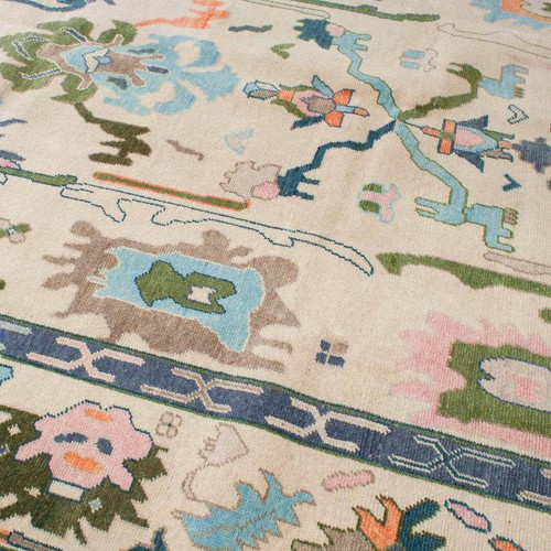 Oushak hand knotted beige 5x8 - knotted,