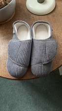 Grey Cord Slippers with fabric easy stick Fastening  Size 5.  New Without Box