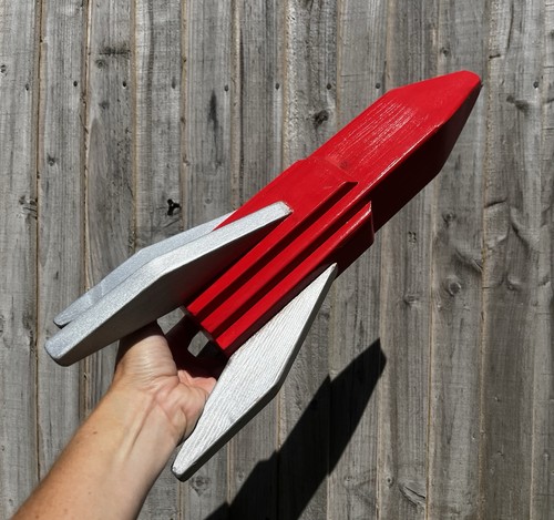 Wooden space rocket toy - wooden,