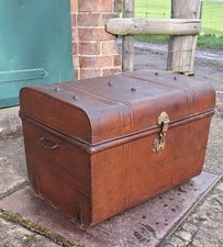 Vintage Tin Travel Trunk brass