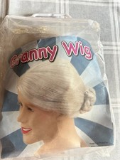 Granny Style Wig Grey Bun Fancy Dress Costume Accessory