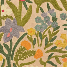 SCHUMACHER Crewel Garden Floral Embroidery Remnant New