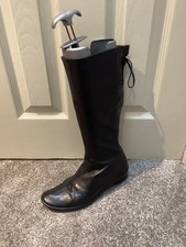 Hispanitas Womens Black Leather Wedge Heel Knee High Boots Size UK 5 Used