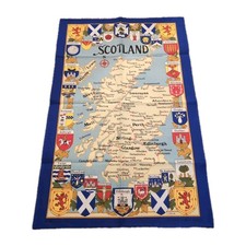 Vintage Tea Towel Souvenir Map of Scotland Kitchen By Clive Mayor BU2