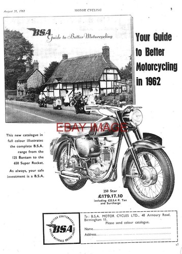 1961 advert for - advert, bsa