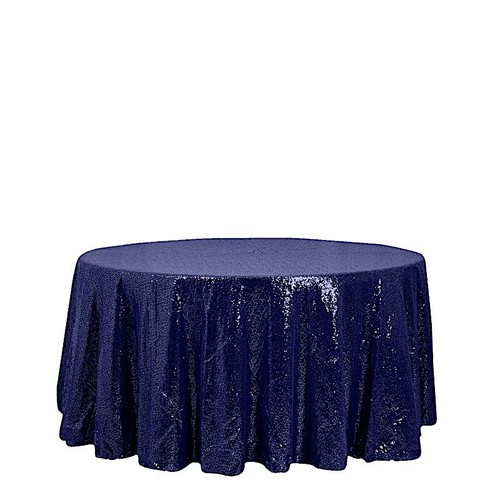 Navy blue sequined 120 round - blue,