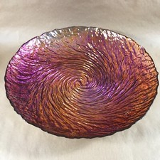 large iridescent bowl, Fruit Bowl, Red, Pink Orange Bowl