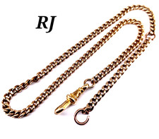 ANTIQUE ALBERT WATCH CHAIN ROLLED GOLD WITH CLIP  T*H MARK