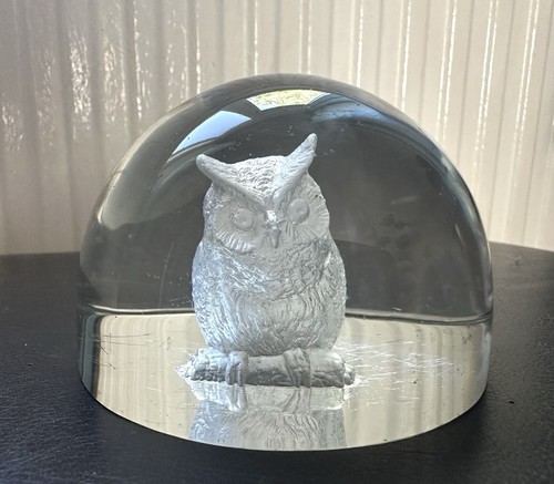Antique glass sulphide owl - antique,