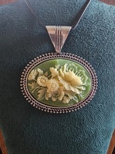 Vintage Floral Cameo Pendant