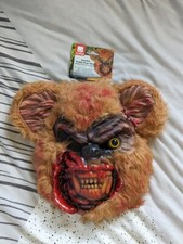Zombie Teddy Bear Mask Halloween Fancy Dress Accessory Adult Brown Bloody scar