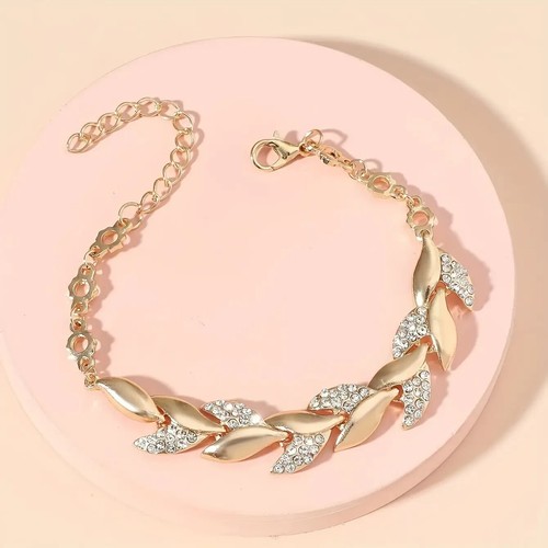 Gold leaf bracelet crystal - leaf, |