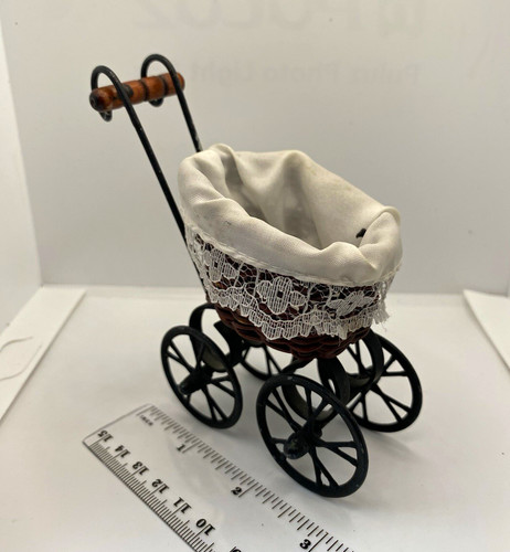 Miniature doll pram wicker - miniature,