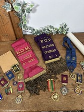 Job Lot Masonic Regalia GLE West Germany - Sash Medals Scroll Book From 1950’s