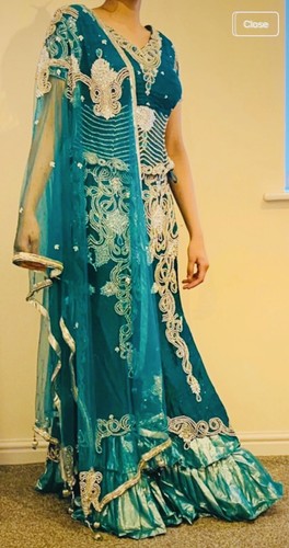 Teal silver embroidered - teal,