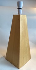 Vintage Tall Large Retro Scandi Wooden Obelisk Pyramid Statement Table Lamp 48cm