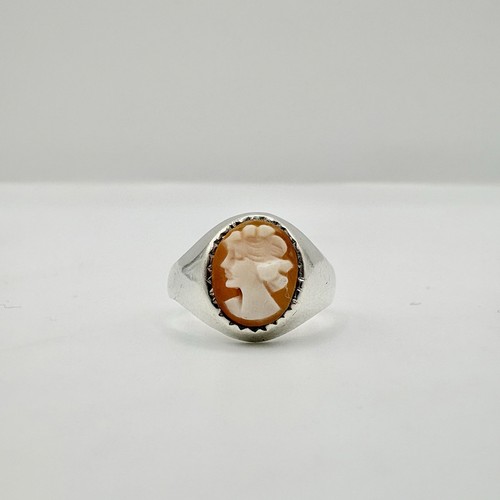 Vintage silver cameo signet - cameo,
