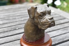 Cast Tudor Bronze Figure Boxer Dog by Douglas Gray on a Wood Base