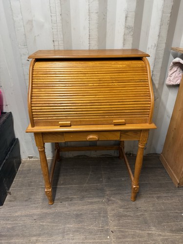 Pine roll top desk - roll, office