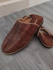 Handmade Moroccan Leather Babouche Slippers Mules SIZE 8.5 New Brown 