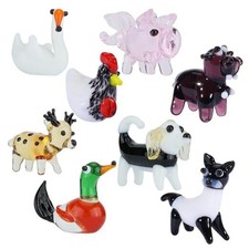 8 Pcs Tiny Glass Animals Blown