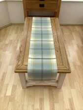 Balmoral Duck egg Blue Tartan Tweed Faux Wool lined table/Bed wedding runner