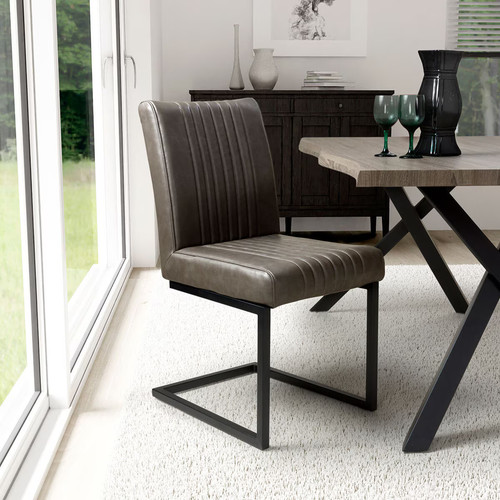 Grey faux leather cantilever - faux,