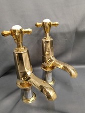 BRASS ART DECO BATH TAPS LONG
