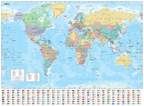 Collins large world wall - collins,