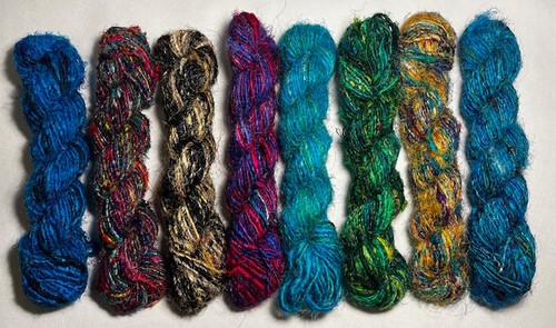 Indian dyed silk sari - indian, yarn