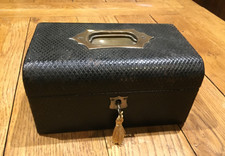 Antique Black Leather Jewellery Box Case