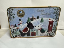 Christmas Scottie Dog Biscuit Tin Festive Shortbread Box Upcycle Storage (Empty)