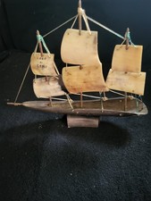 Vintage Cow Horn Sailing Boat