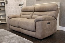 Barker & Stonehouse Plaza Hazelnut Fabric Dual Power/HR Reclining 3 Seat Sofa