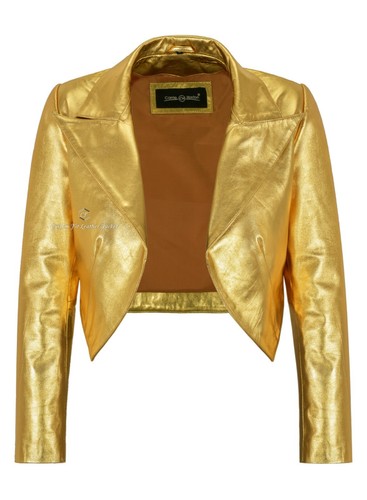 Ladies shinny cropped leather - cropped,