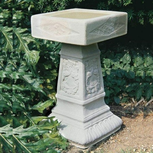 Large wide sandstone birdbath - wide,