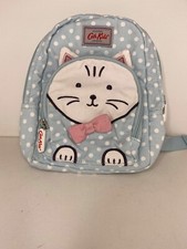 Cath Kidson Kids Small Size Back Pack Blue  Kitten Straps Pockets 9" x 7"