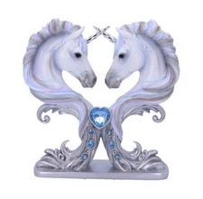 Twin Unicorn Hearts Statue Elegant Fantasy Art Figurine Decor Gothic Ornament