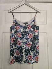 Size 16 Floral Leaf Print Strappy Cami Top From Dorothy Perkins. Multicoloured
