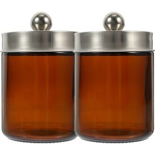  2 Pcs Brown Glass Jar Storage