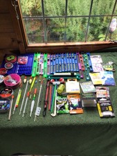 Large quantity of match fishing and tackle floats winders line hooks weights