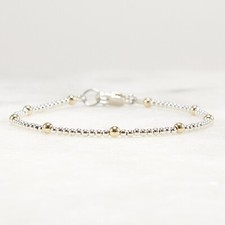 Silver Beaded Bracelet Gold