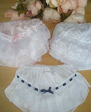 Baby Knickers Pants Organza Frill Broderie Anglaise Ribbon Christening 0-6-12-18
