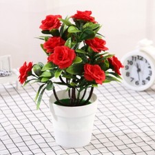 Mini Artificial Fake Bonsai Rose Flower In Vase Pot Office Home Room Table Decor
